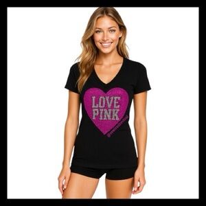 Vintage Victoria’s Secret PINK Bling V Neck Tee Shirt